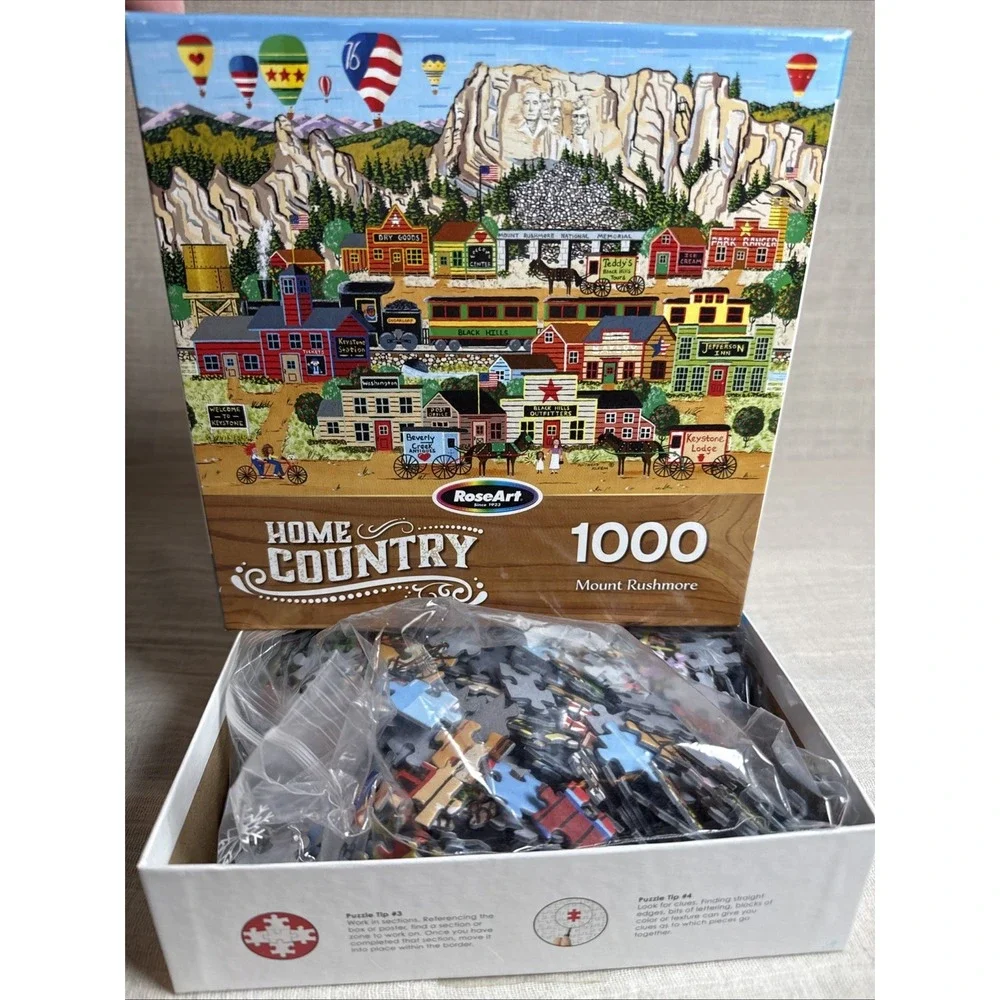 1000 piece‎ RoseArt Home Country called Mount Rushmore BONUS POSTER!